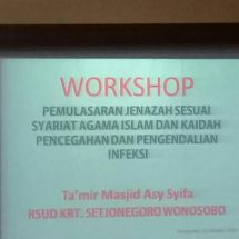 Workshop, Pemulasaraan Jenazah Sesuai Syariat Agama Islam dan Kaidah Pencegahan dan Pengendalian Infeksi